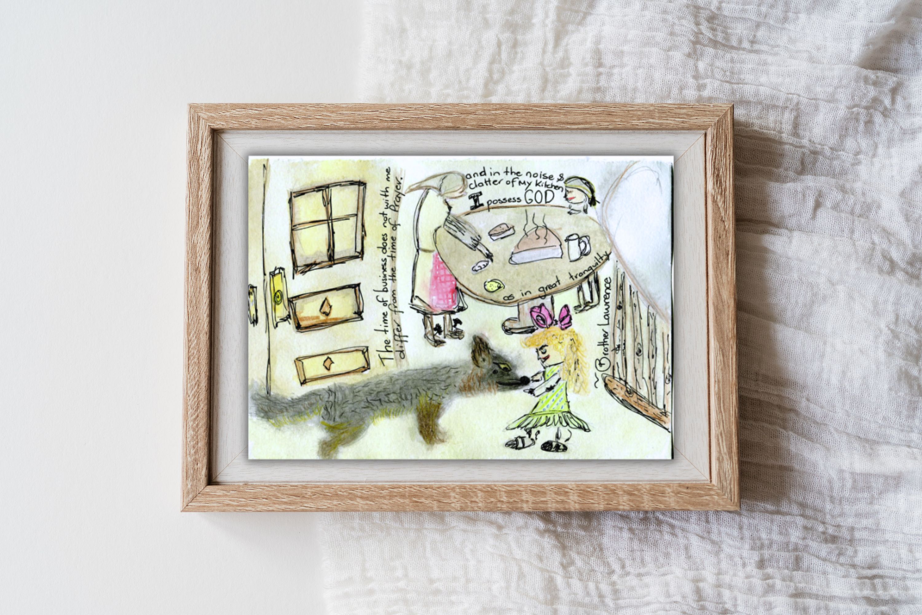 Doodle print - and in the noise and clatter of my kitchen I possess God as in great tranquility quote print