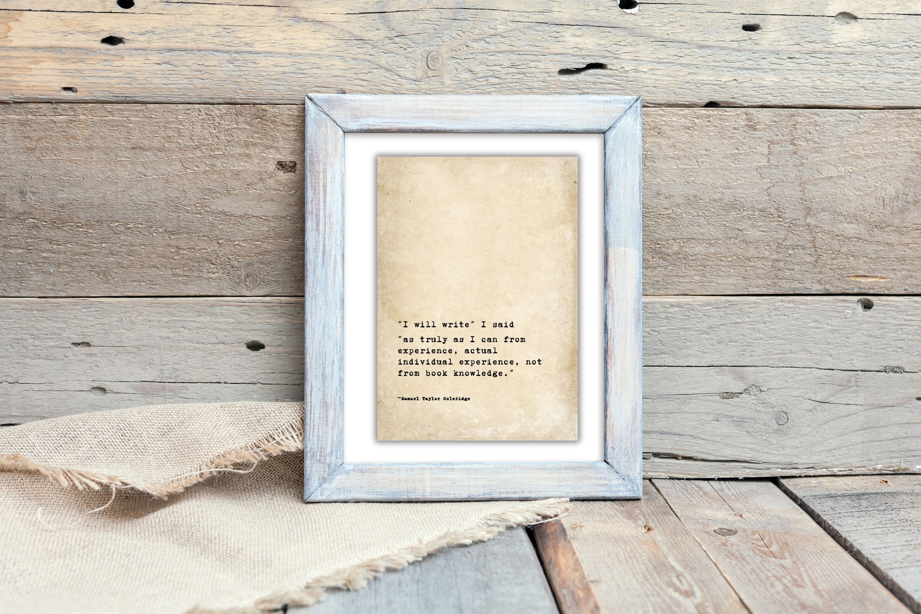 Coleridge Writing Quote Print: Vintage Typewriter Font, Antique Paper