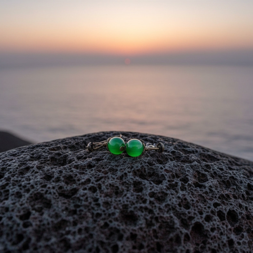 Green cats eye dangle earrings