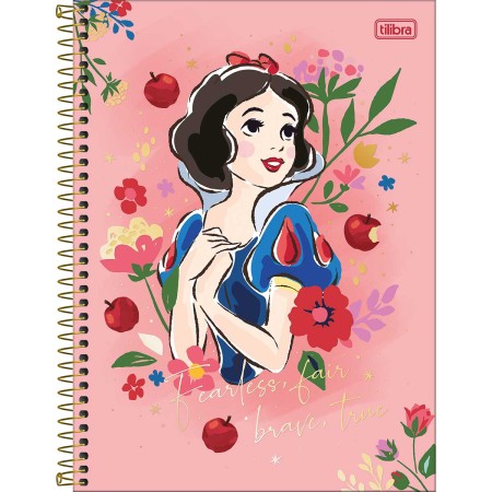 Caderno Espiral Capa Dura Universitário Connect 1 Matéria Branca de Neve 80 Folhas