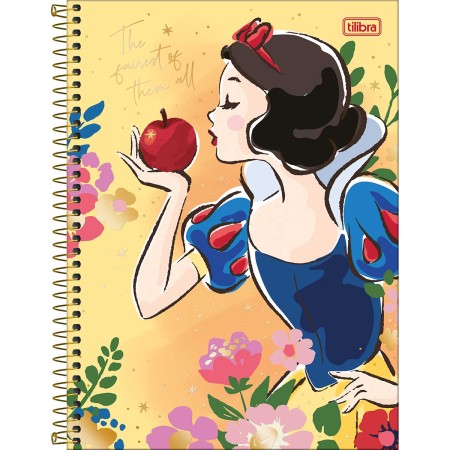 Caderno Espiral Capa Dura Universitário Connect 1 Matéria Branca de Neve 80 Folhas