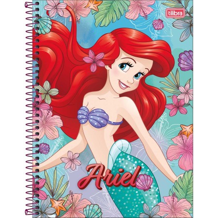 Caderno Espiral Capa Dura Universitário 1 Matéria Princesas 80 Folhas