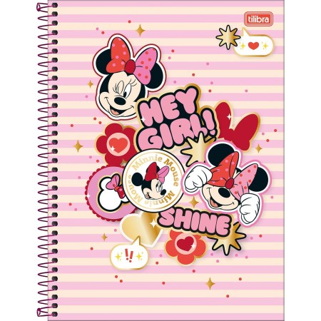 Caderno Espiral Capa Dura Universitário Connect 1 Matéria Minnie 80 Folhas