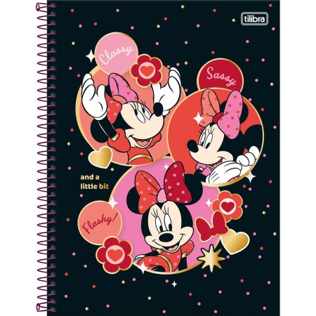 Caderno Espiral Capa Dura Universitário Connect 1 Matéria Minnie 80 Folhas