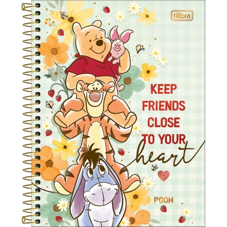 Caderno Espiral Capa Dura - 1 Matéria (Pooh)