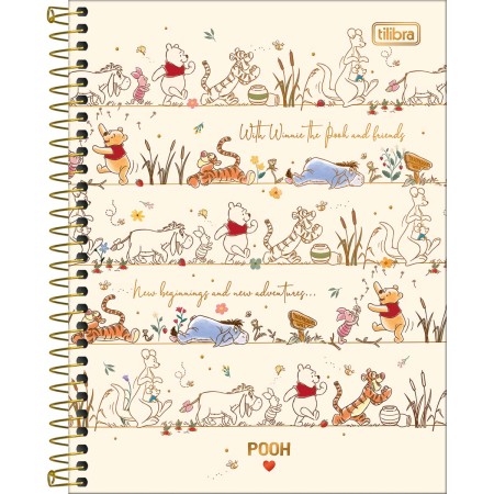 Caderno Espiral Capa Dura - 1 Matéria (Pooh)