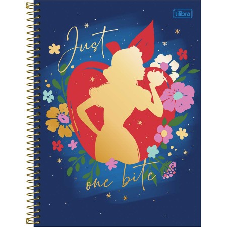 Caderno Espiral Capa Dura Universitário Connect 1 Matéria Branca de Neve 80 Folhas