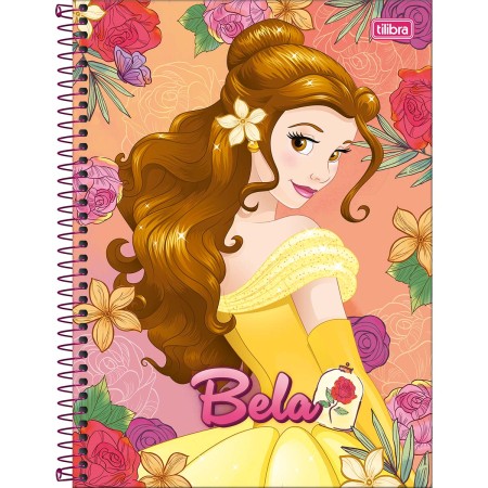 Caderno Espiral Capa Dura Universitário 1 Matéria Princesas 80 Folhas