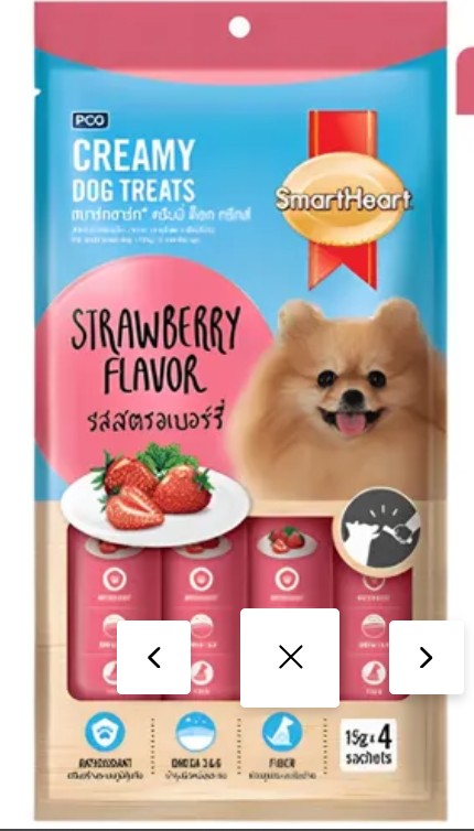 SmartHeart Creamy Dog Treats strawberry flavour 60g