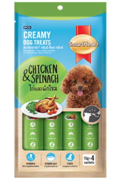 Smartheart creamy dog treat chicken&spinach 60g