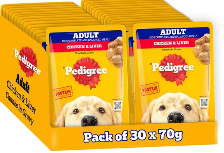 Pedigree Adult Chicken & Liver Dog Food (Pack of 30)