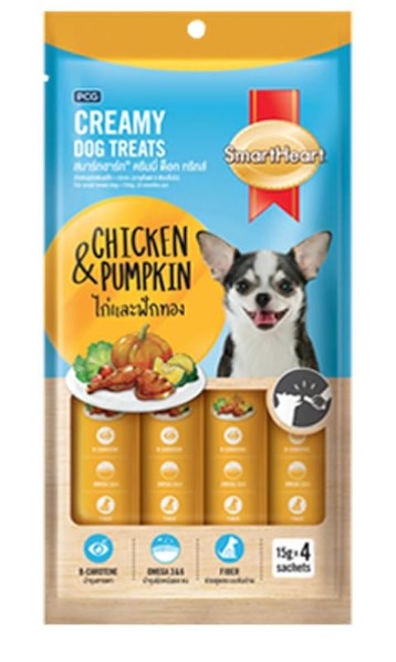 SmartHeart Creamy Dog Treats Chicken & Pumpkin Flavour 60g