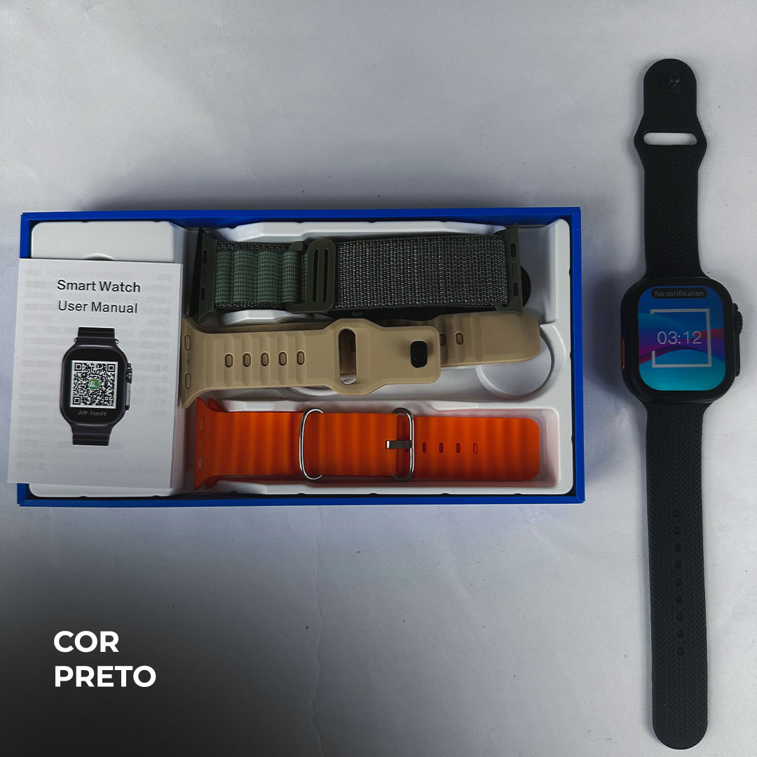 Smartwatch WS10-5 ULTRA 49mm: Kit 5 Pulseiras, Tecnologia de Toque Duplo e Tela Curva HD