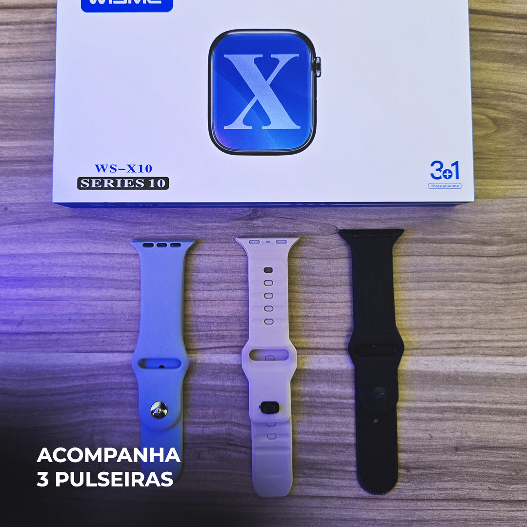 Smartwatch WS-X10 Série 10: Kit 3 Pulseiras, Comando por Gestos e Design Premium de 47mm