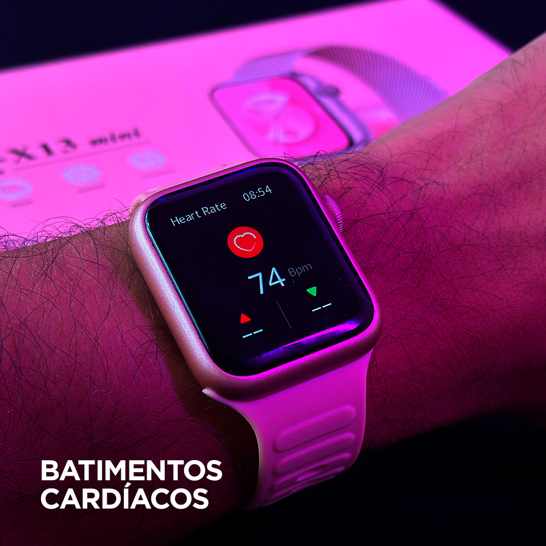 Smartwatch X13 Mini 42mm: Kit 3 Pulseiras, Interface Atualizada e Tecnologia de Toque Duplo