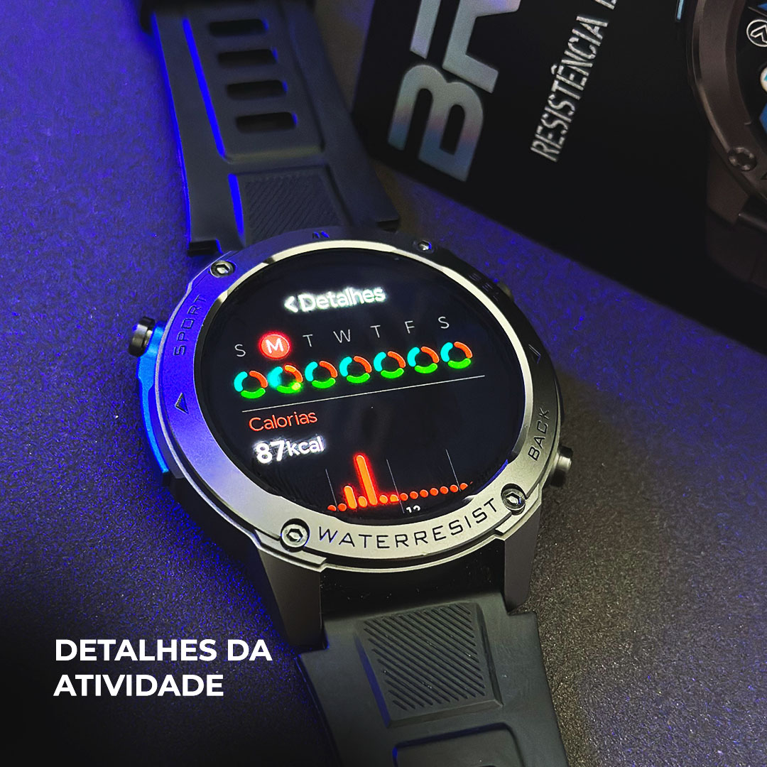 Smartwatch Wearzone Brave: GPS L1+L5 de Dupla Frequência, Resistência Militar IP69K e 5ATM à Prova d’Água do Mar