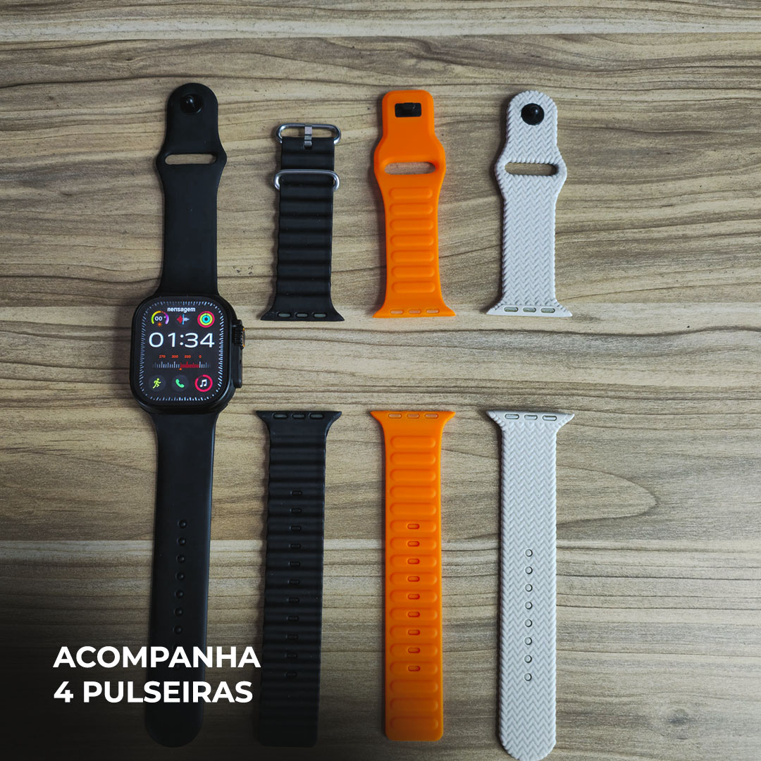 Smartwatch N10 Ultra Série 10: Kit Exclusivo com 4 Pulseiras, Tela de 2.01" e Design Premium de 49mm