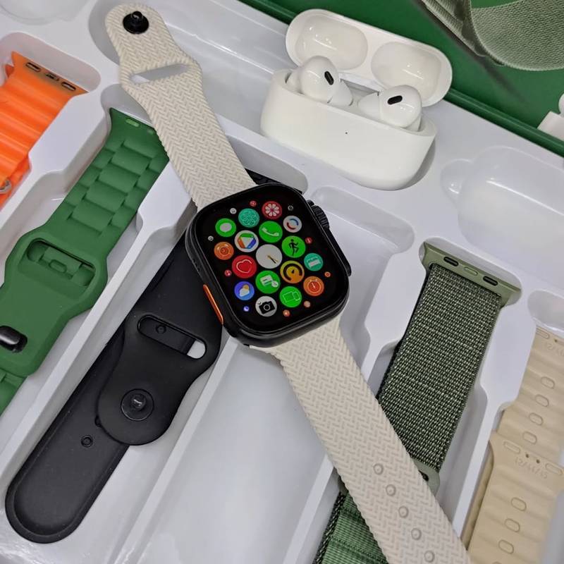 Combo WS 80 ULTRA 2: Kit 7 Pulseiras + Fone Bluetooth + Smartwatch 49mm com Comando de Toque Duplo