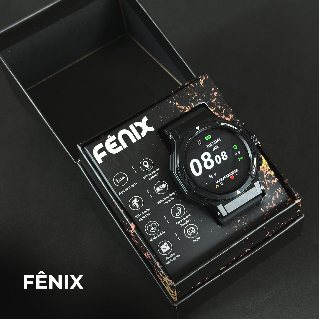 Smartwatch Wearzone Fênix: GPS Integrado com Tracking de Percurso, Design Robusto e Resistência 1ATM