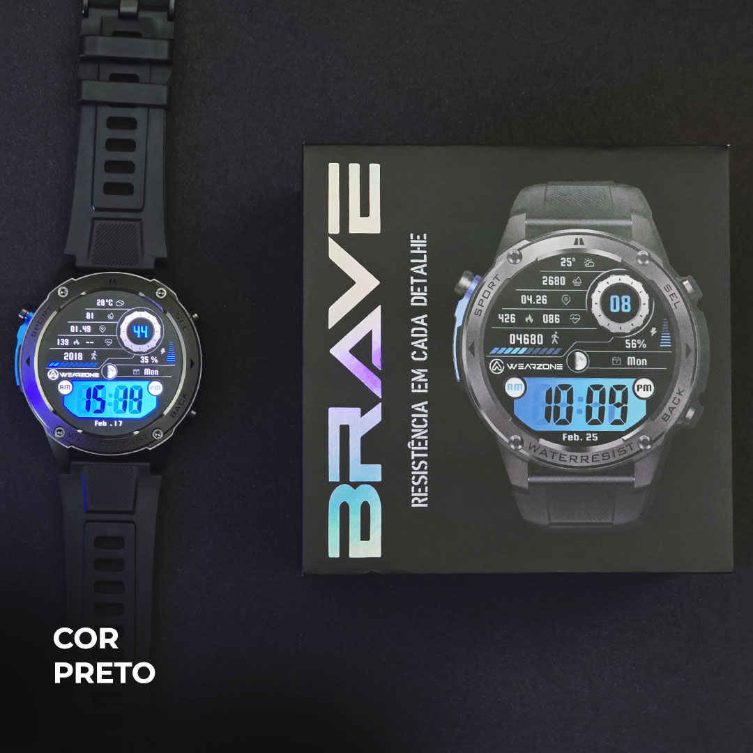 Smartwatch Wearzone Brave: GPS L1+L5 de Dupla Frequência, Resistência Militar IP69K e 5ATM à Prova d’Água do Mar
