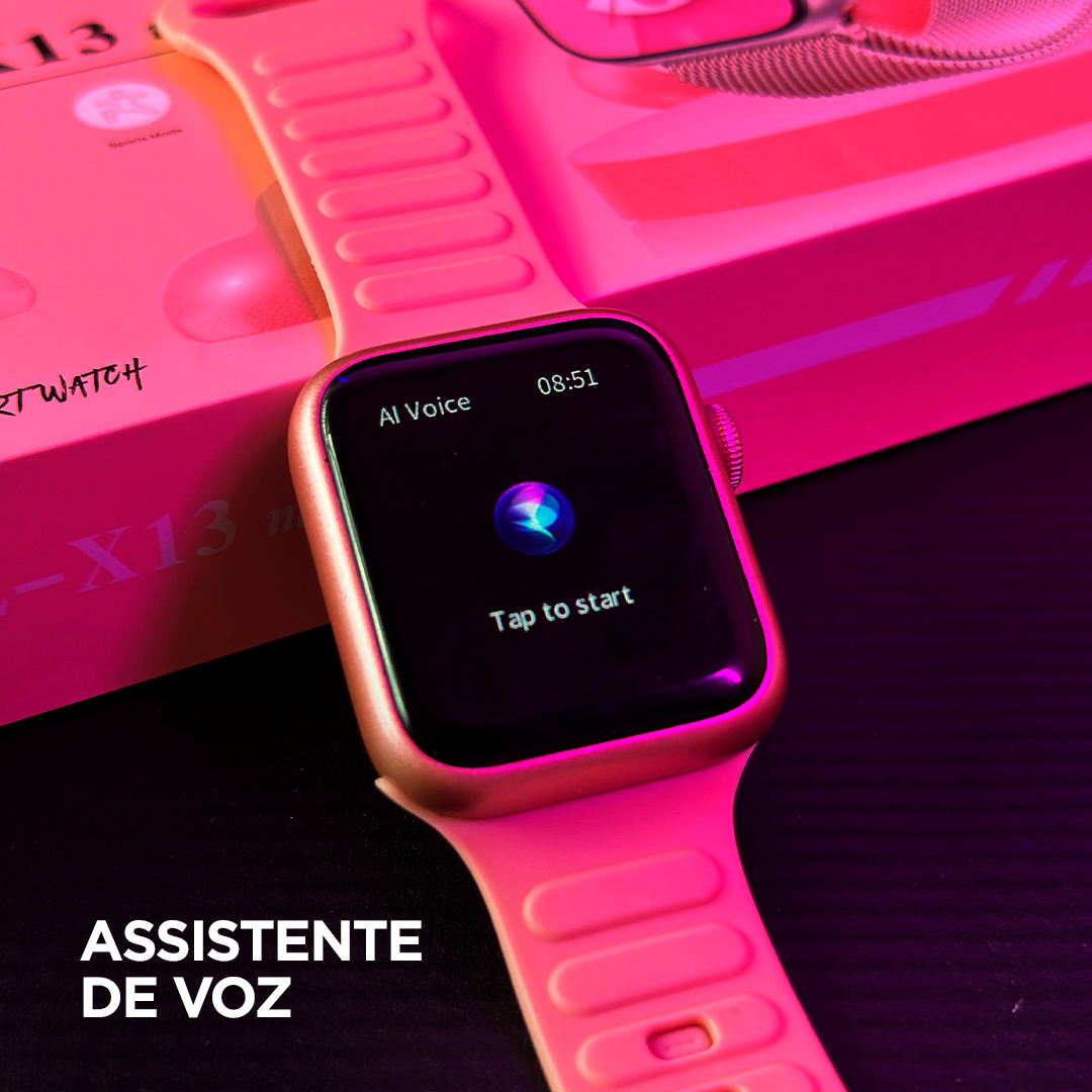 Smartwatch X13 Mini 42mm: Kit 3 Pulseiras, Interface Atualizada e Tecnologia de Toque Duplo