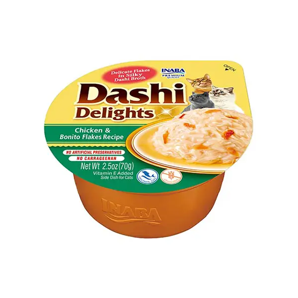 CIAO Dashi delight plėšyta vištiena su Bonito dribsniais šilkiniame sultinyje 70g
