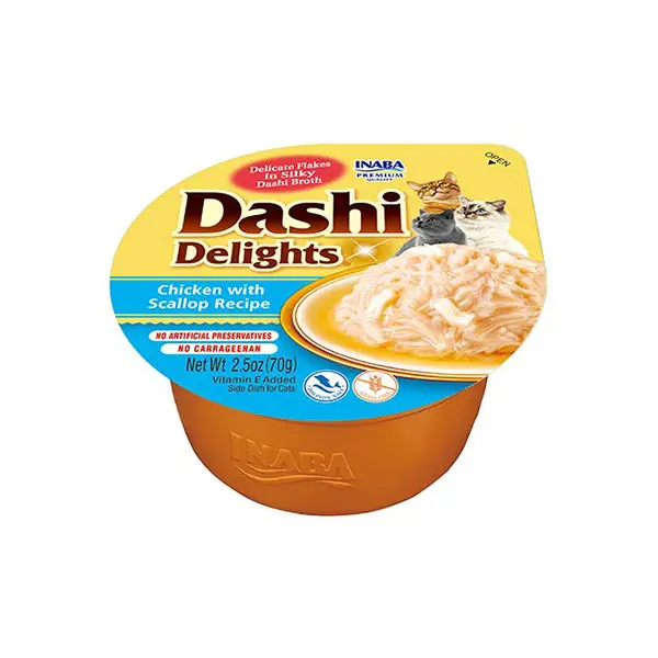 CIAO Dashi delight plėšyta vištiena su šukutėmis šilkiniame sultinyje 70 g
