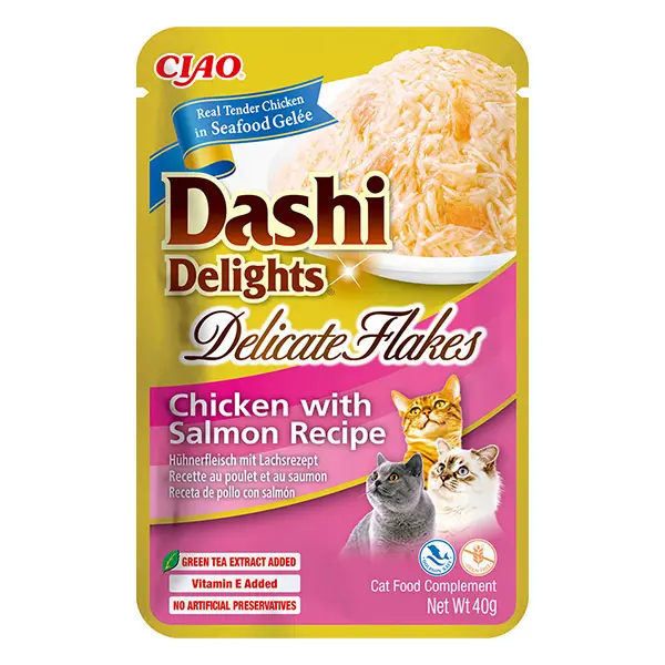 CIAO Dashi delight vištienos dribsniai su lašiša 40g