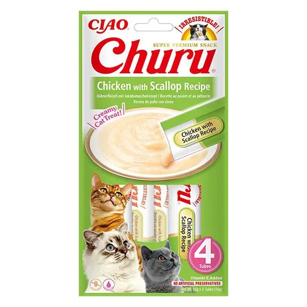 Churu kreminis skanėstas katėms su vištiena ir šukutėmis