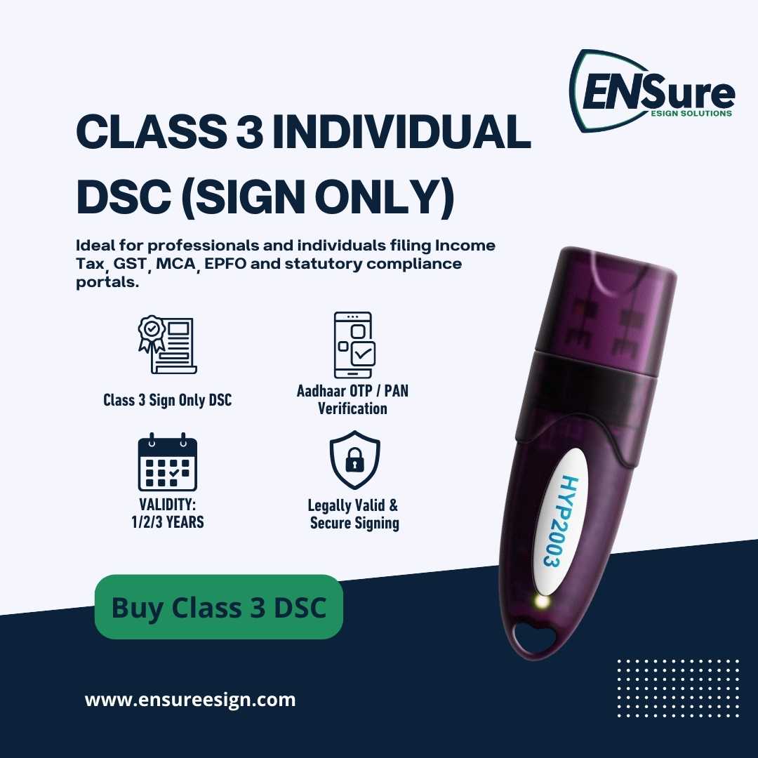 Class 3 Sign Only Digital Signature Certificate