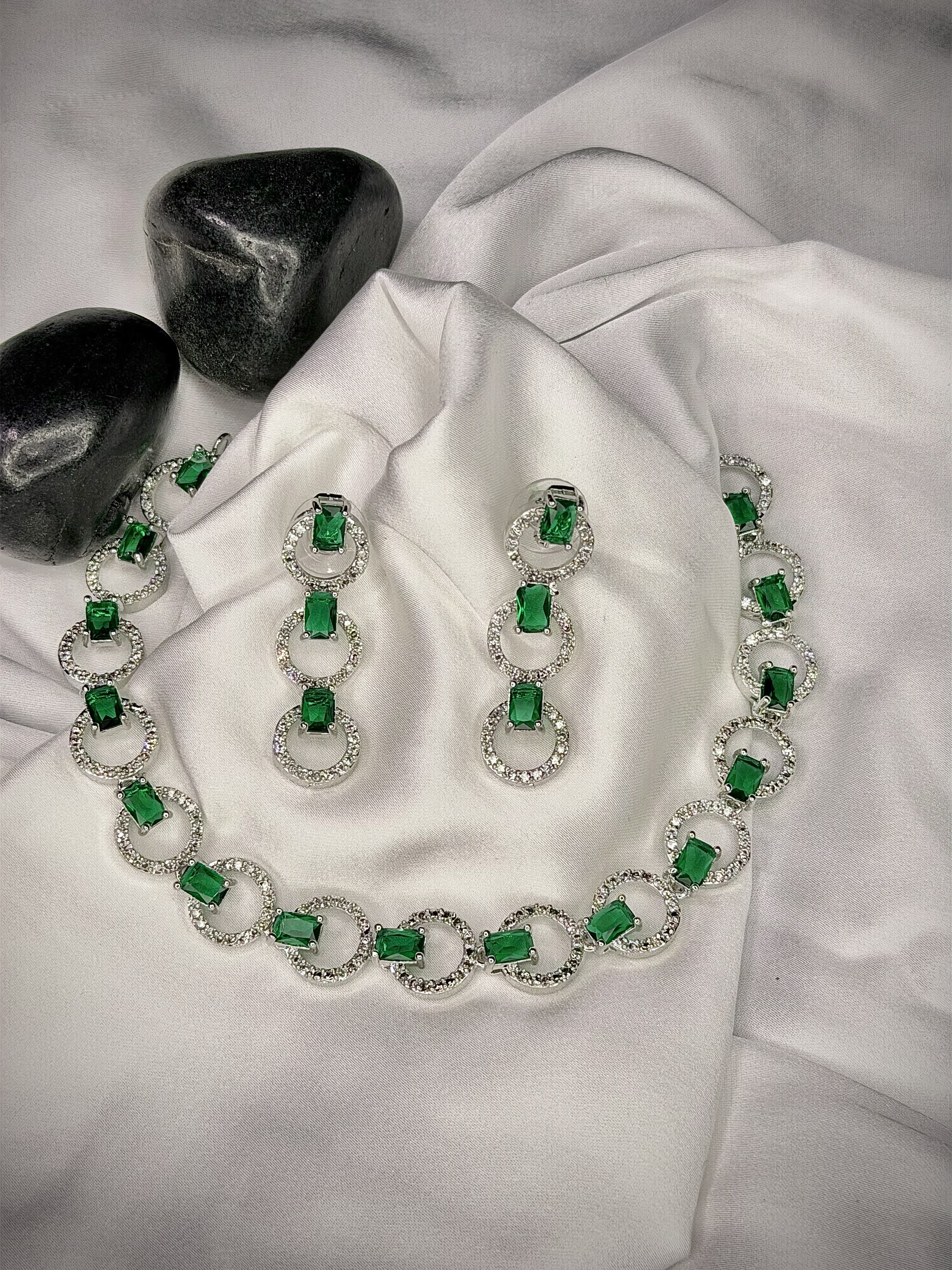 Emerald Green Micro AD Necklace Set