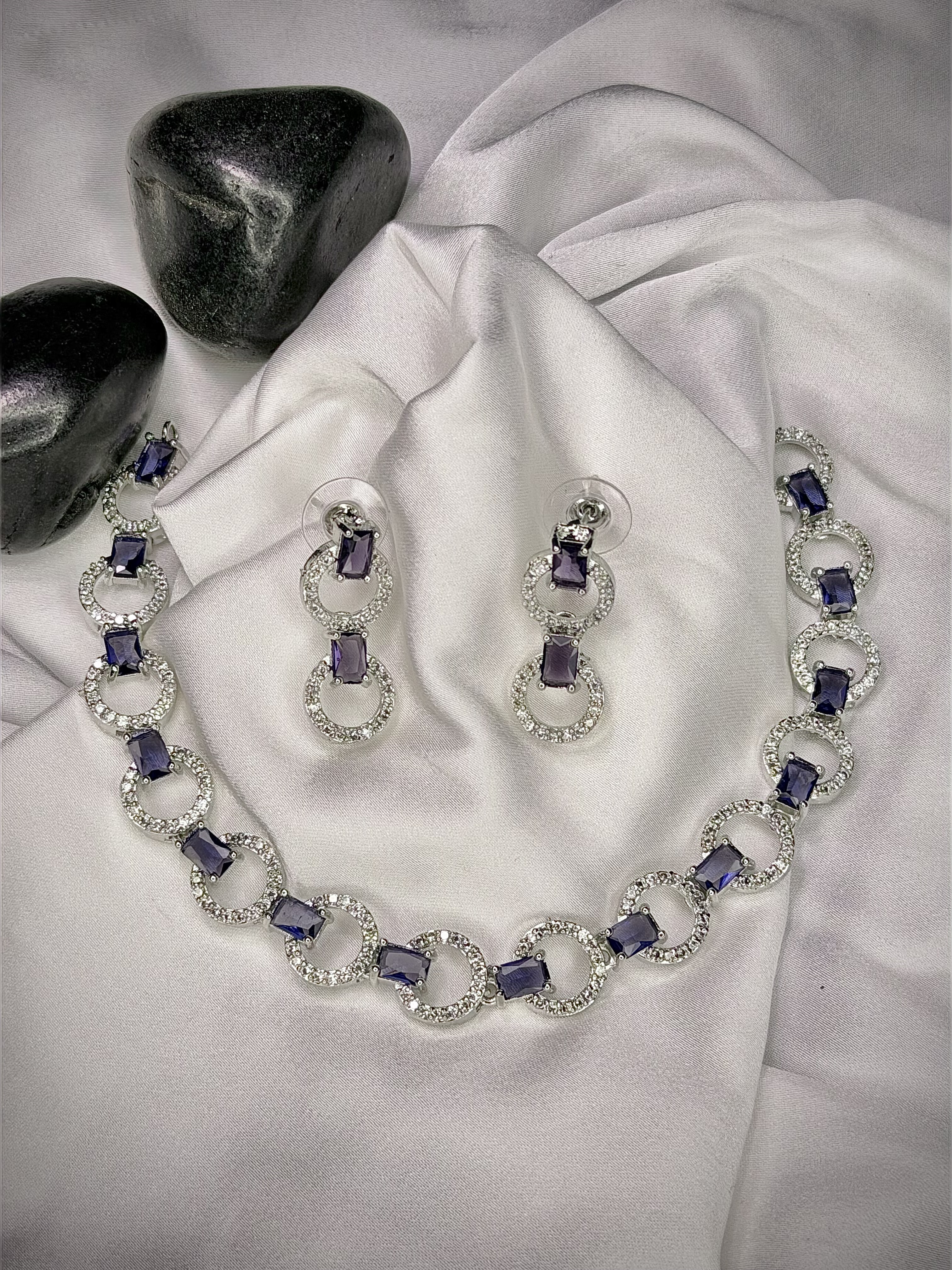 Elegant Purple Micro AD Necklace Set