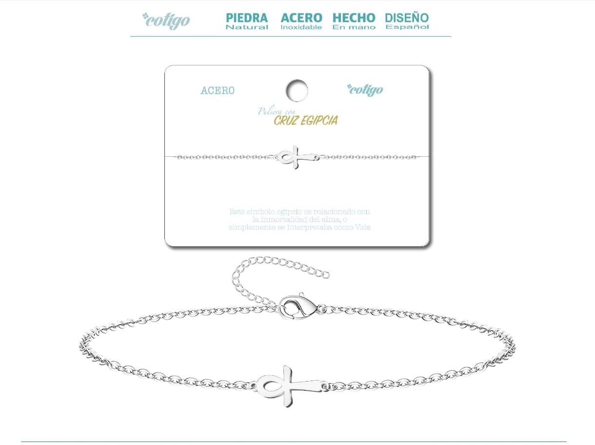 Pulsera Cruz Egipcia de Acero