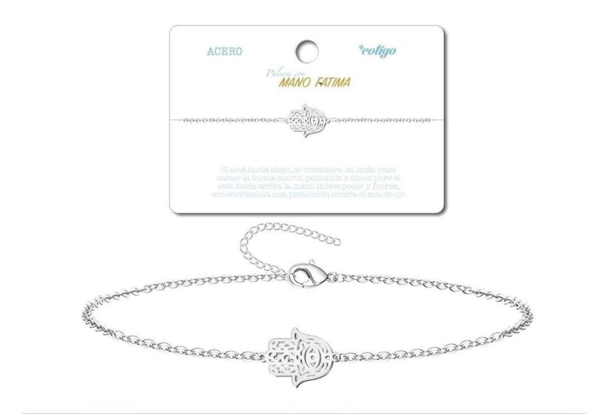 Pulsera Mano de Fátima Acero