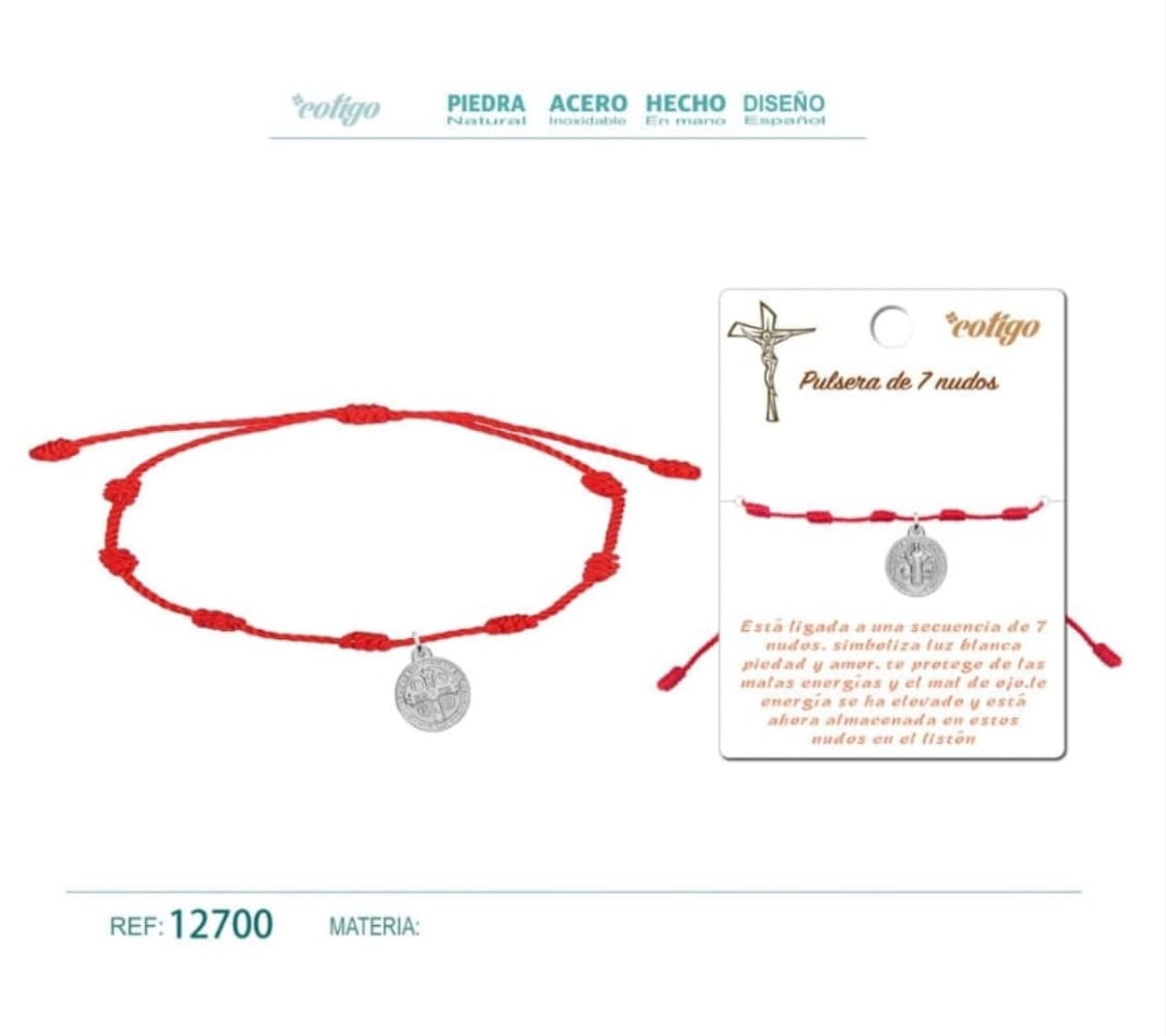 Pulsera de 7 nudos roja