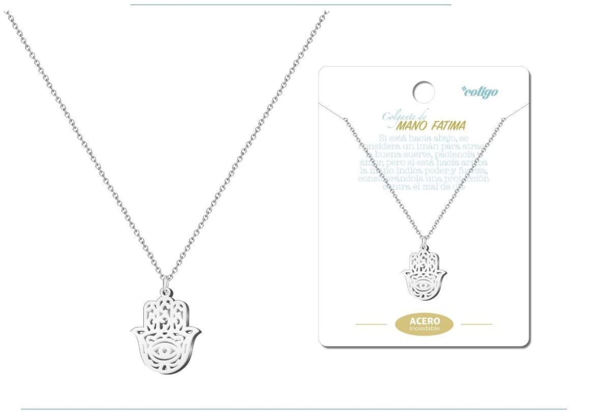 Collar Mano de Fátima Acero