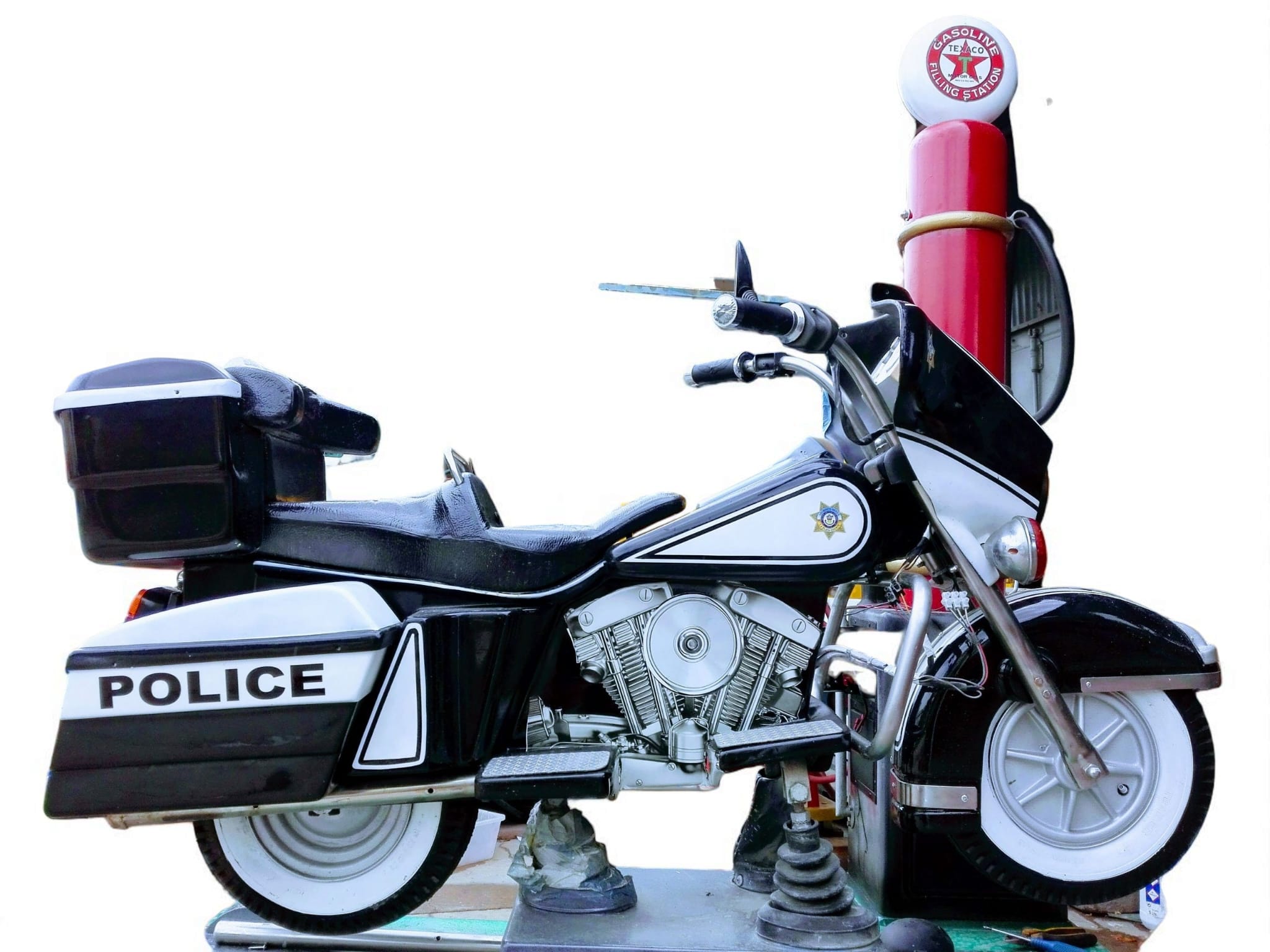 Atracción infantil moto policía con surtidor 