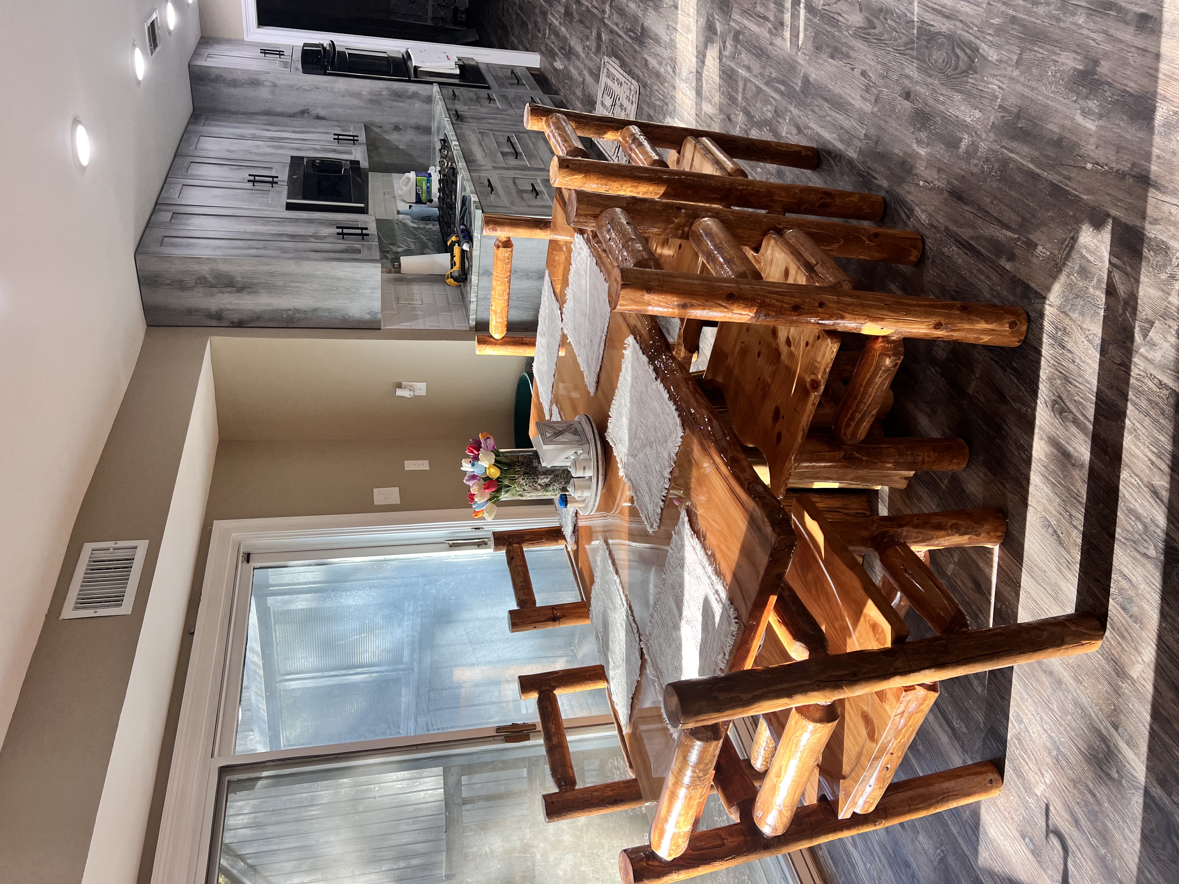 4x8 Complete New Growth Cypress Live Edge Dinning Set