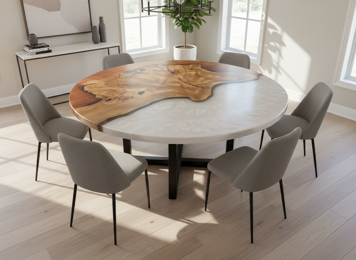 60" Modern Epoxy Dining Table