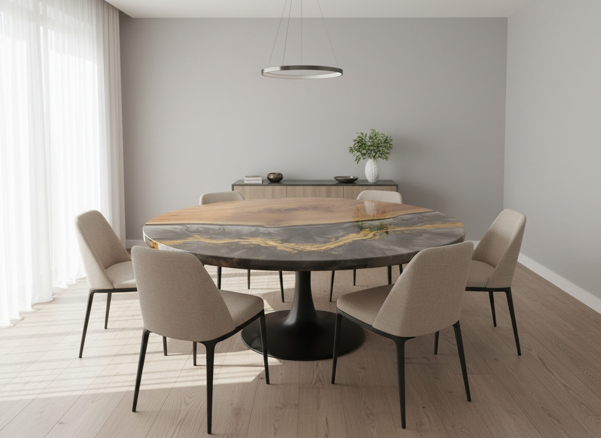 60" Modern Epoxy Dining Table