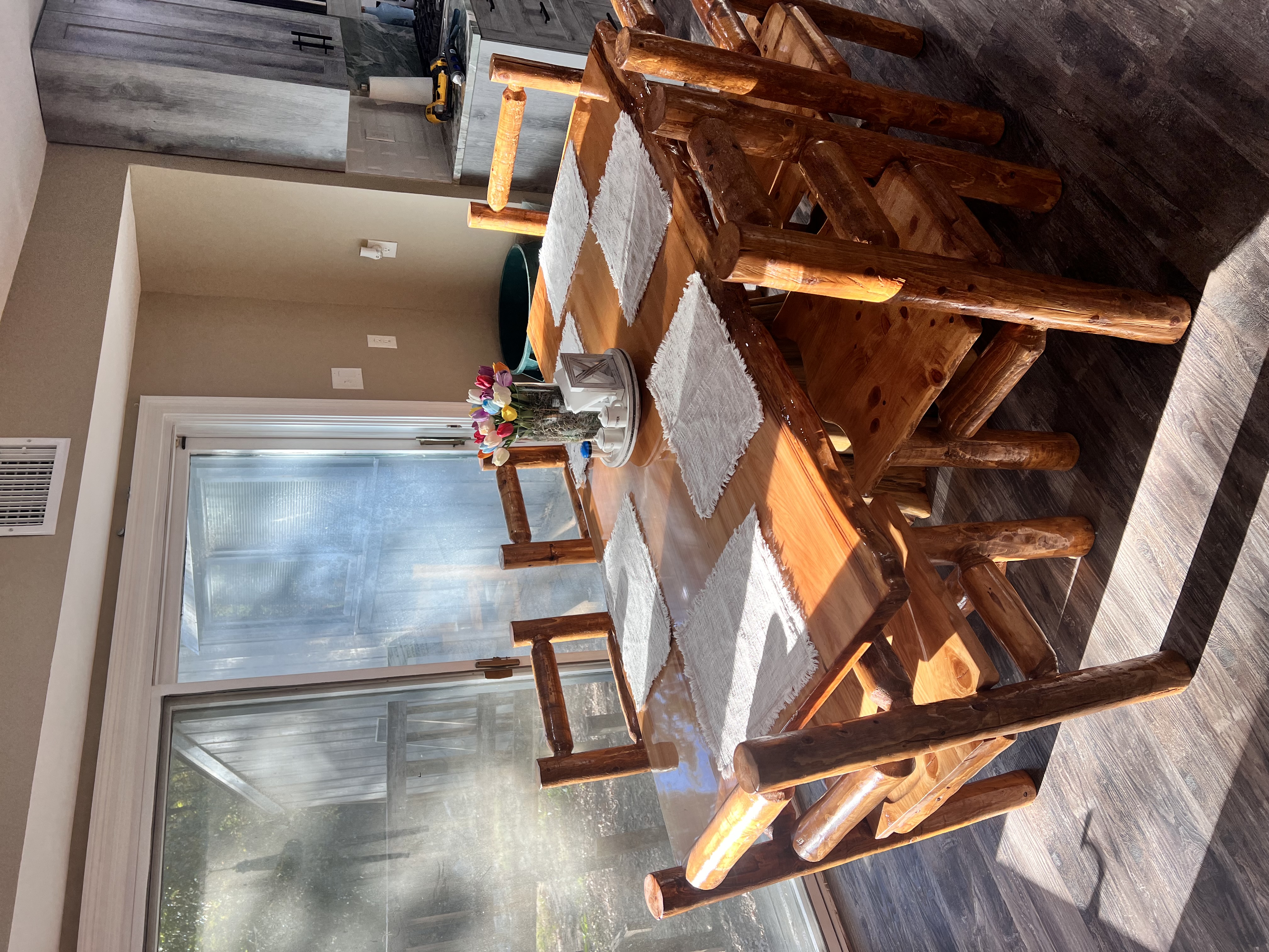 4x8 Complete New Growth Cypress Live Edge Dinning Set