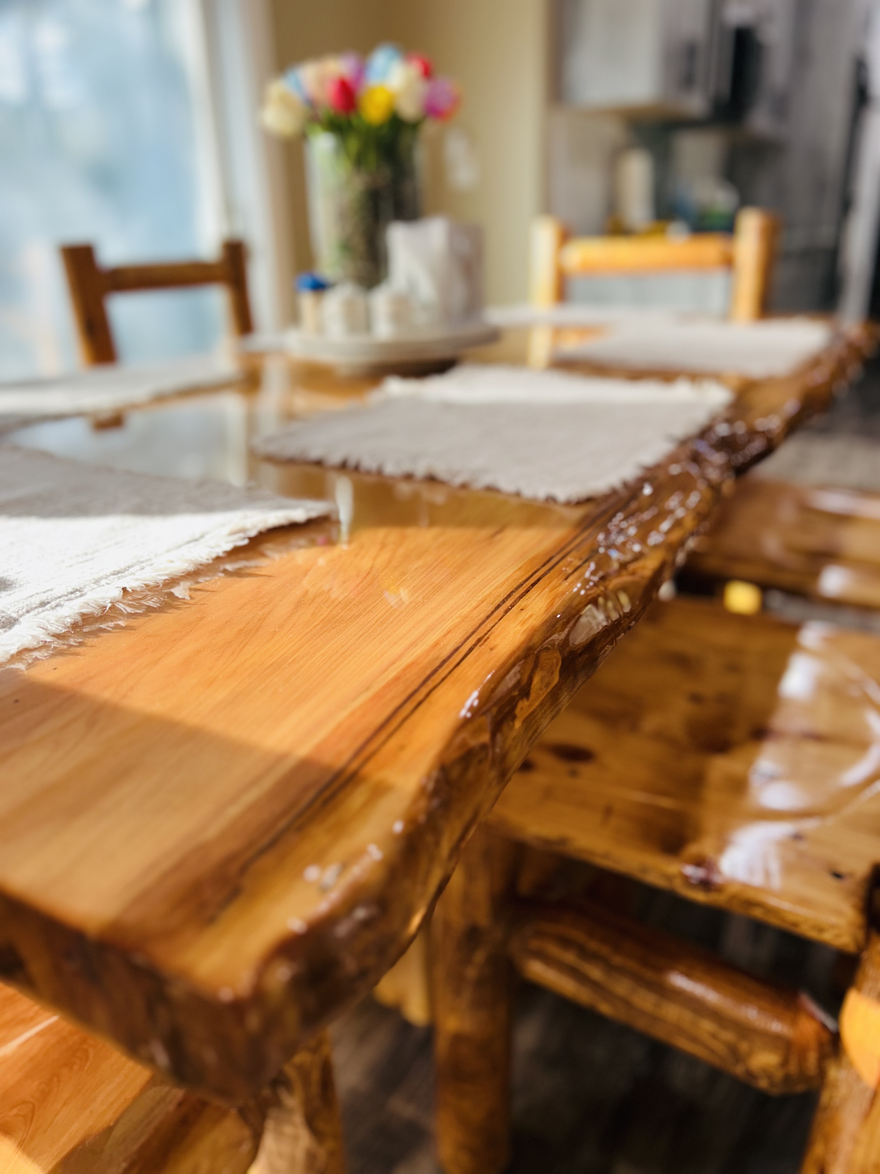 4x8 Complete New Growth Cypress Live Edge Dinning Set