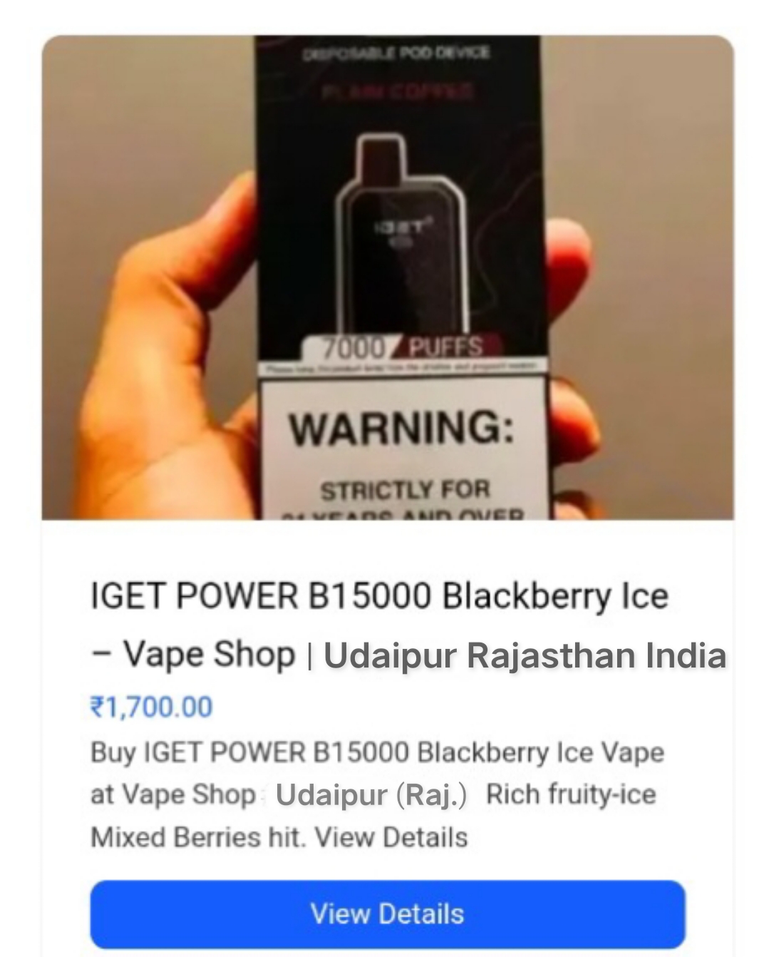 IGET POWER B15000 Blackberry Ice Vape