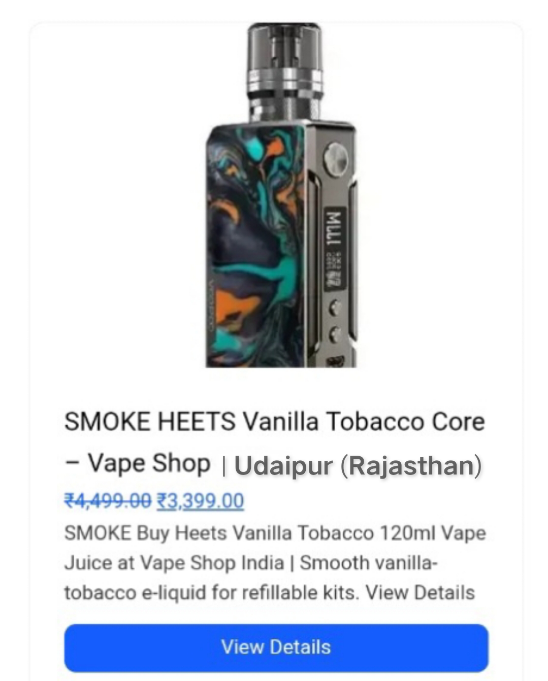 SMOKE HEETS Vanilla Tobacco Core Vape