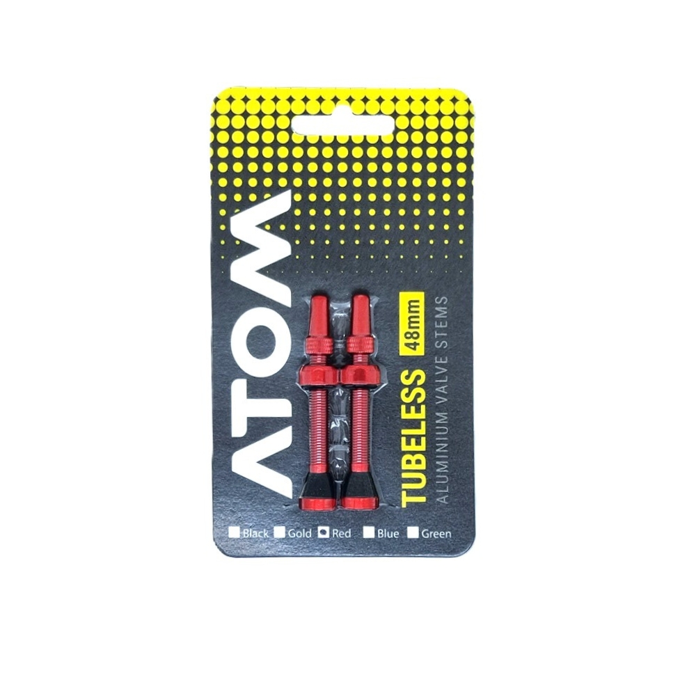 PAR DE VALVULAS ATOM/ ALUMINIO/ ROJO/ 48MM