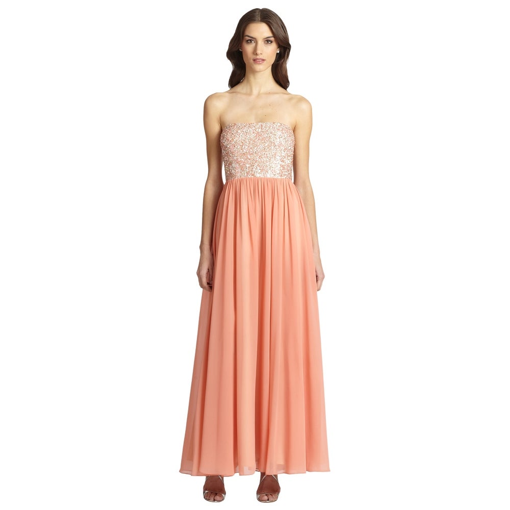 Peach Strapless Evening Gown