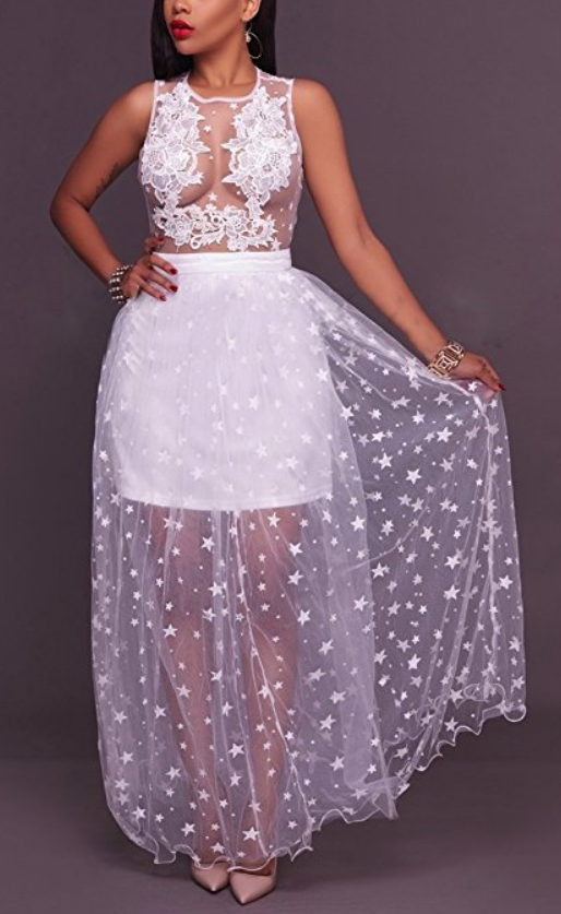 Starry Sheer Maxi Dress