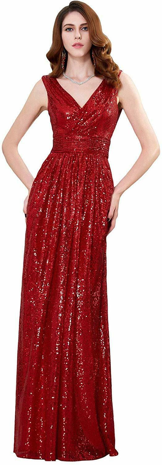 Red Sequin Evening Gown