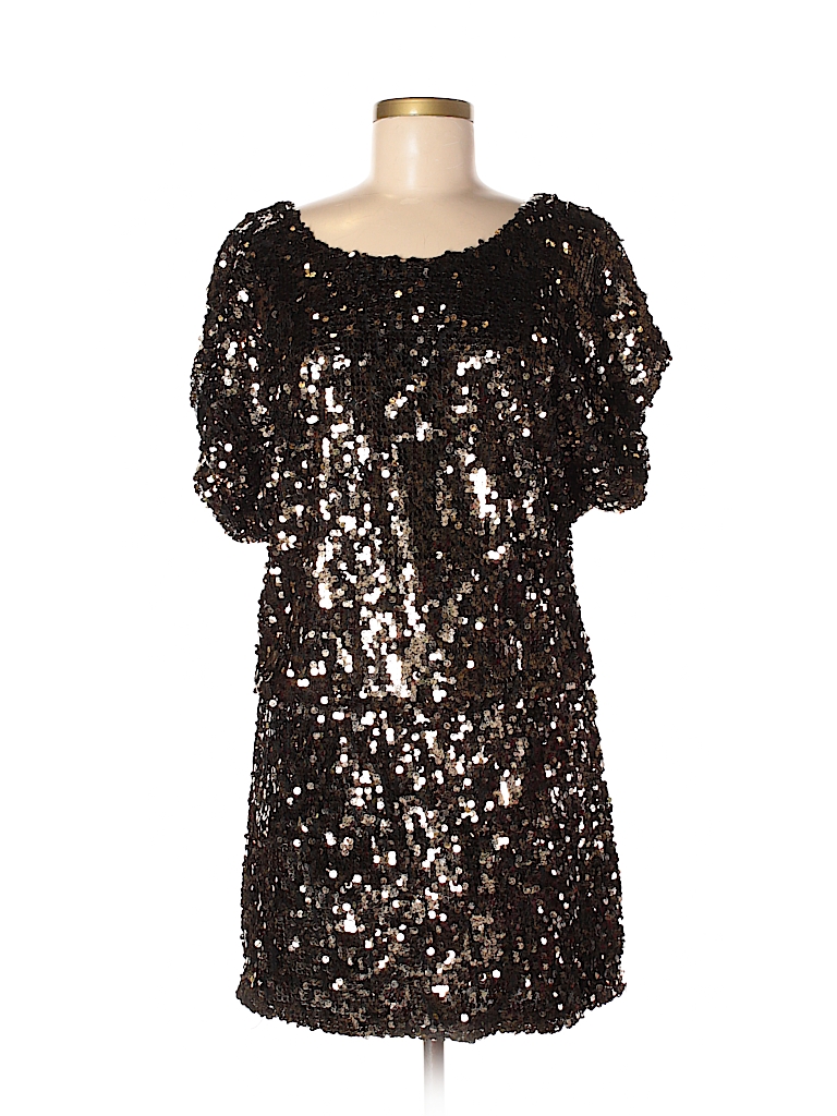 Black Gold Sequin Party Dress