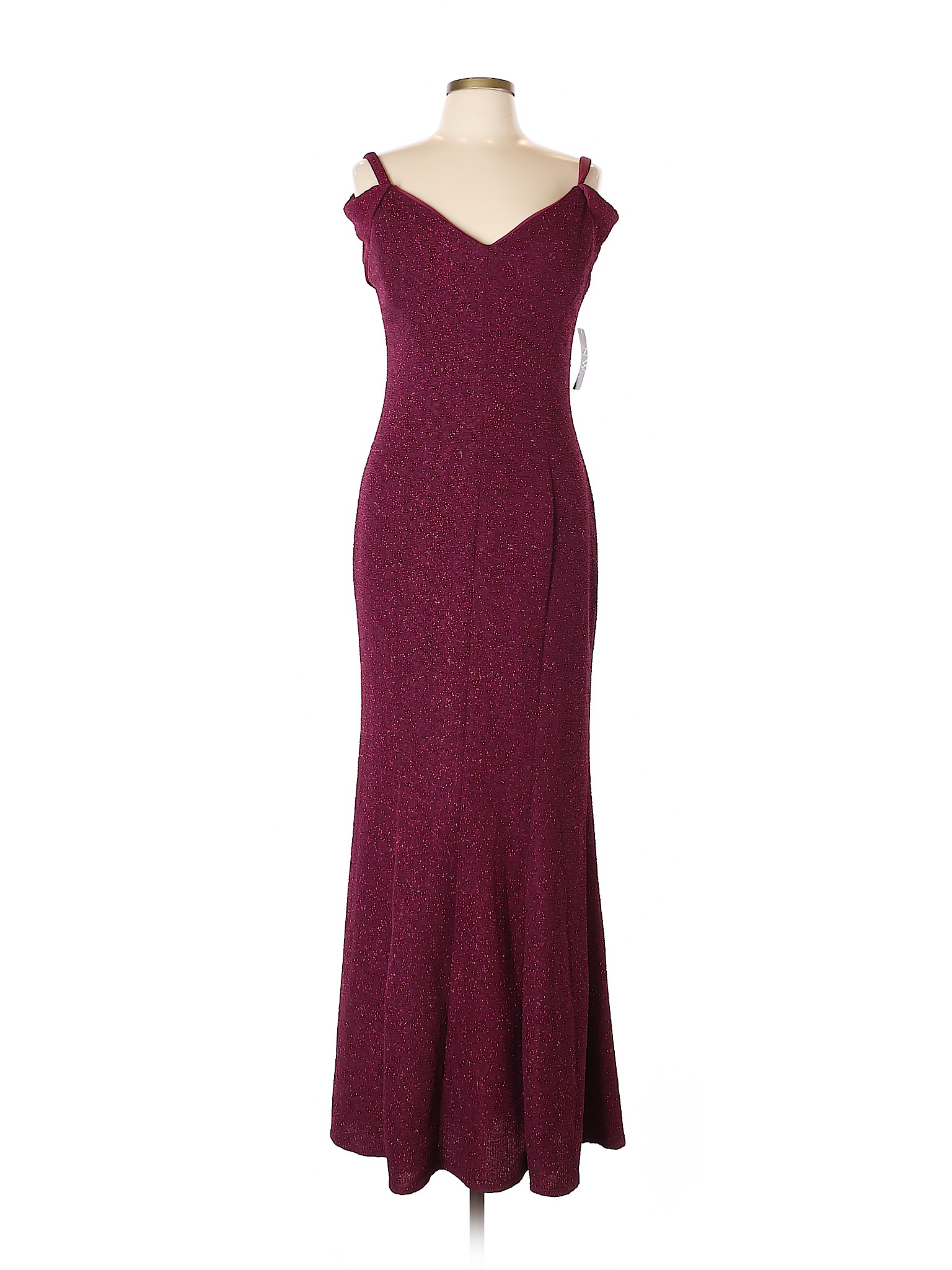 Burgundy Off-Shoulder Evening Gown